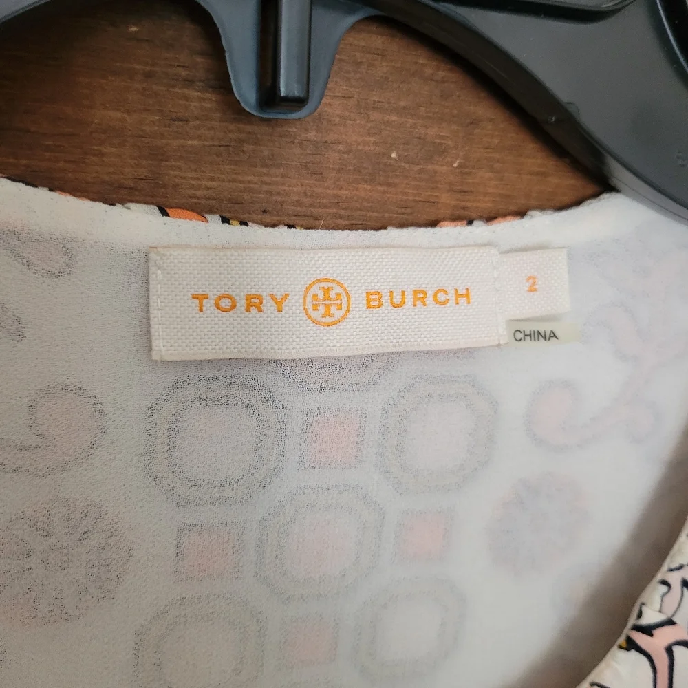 Tory Burch Multicolor Hicks Garden Serena 100% Silk Tiered Short Sleeve Dress 2